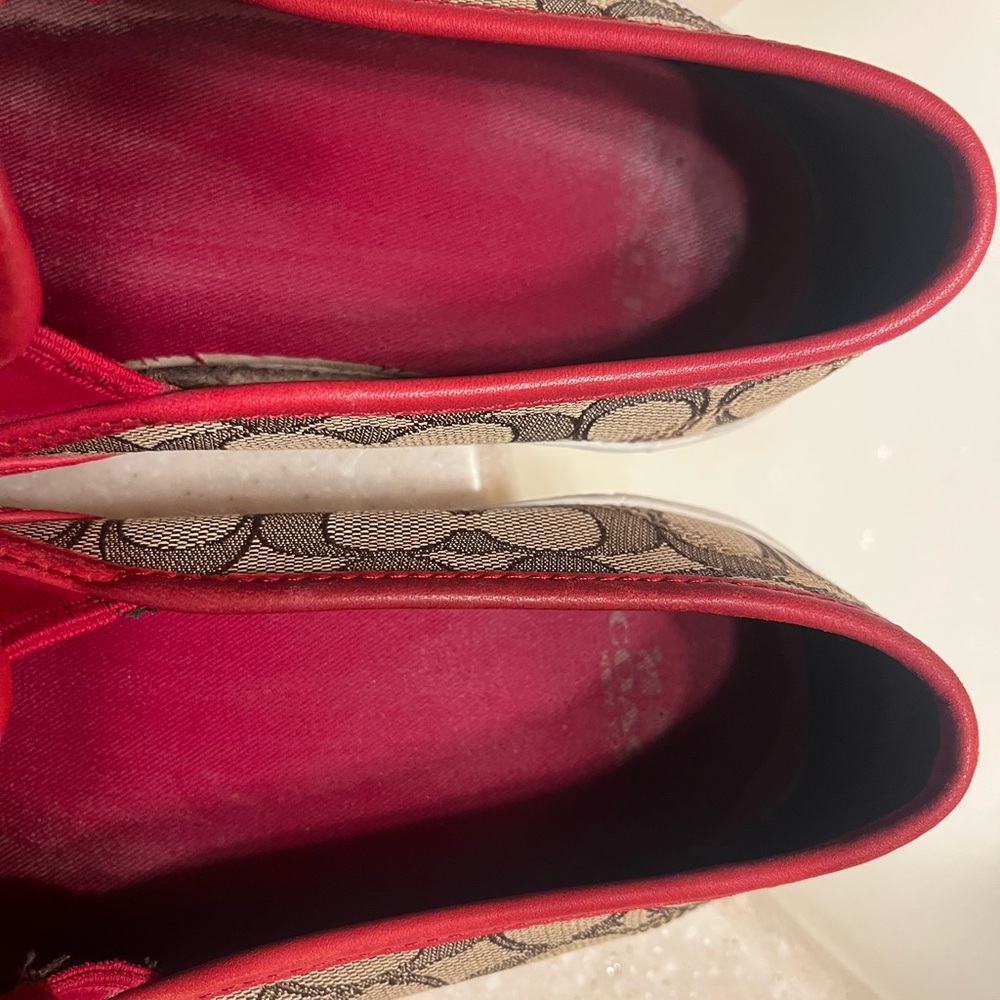 Coach Brown and Red Slip-On Shoes - Picture 4 of 5